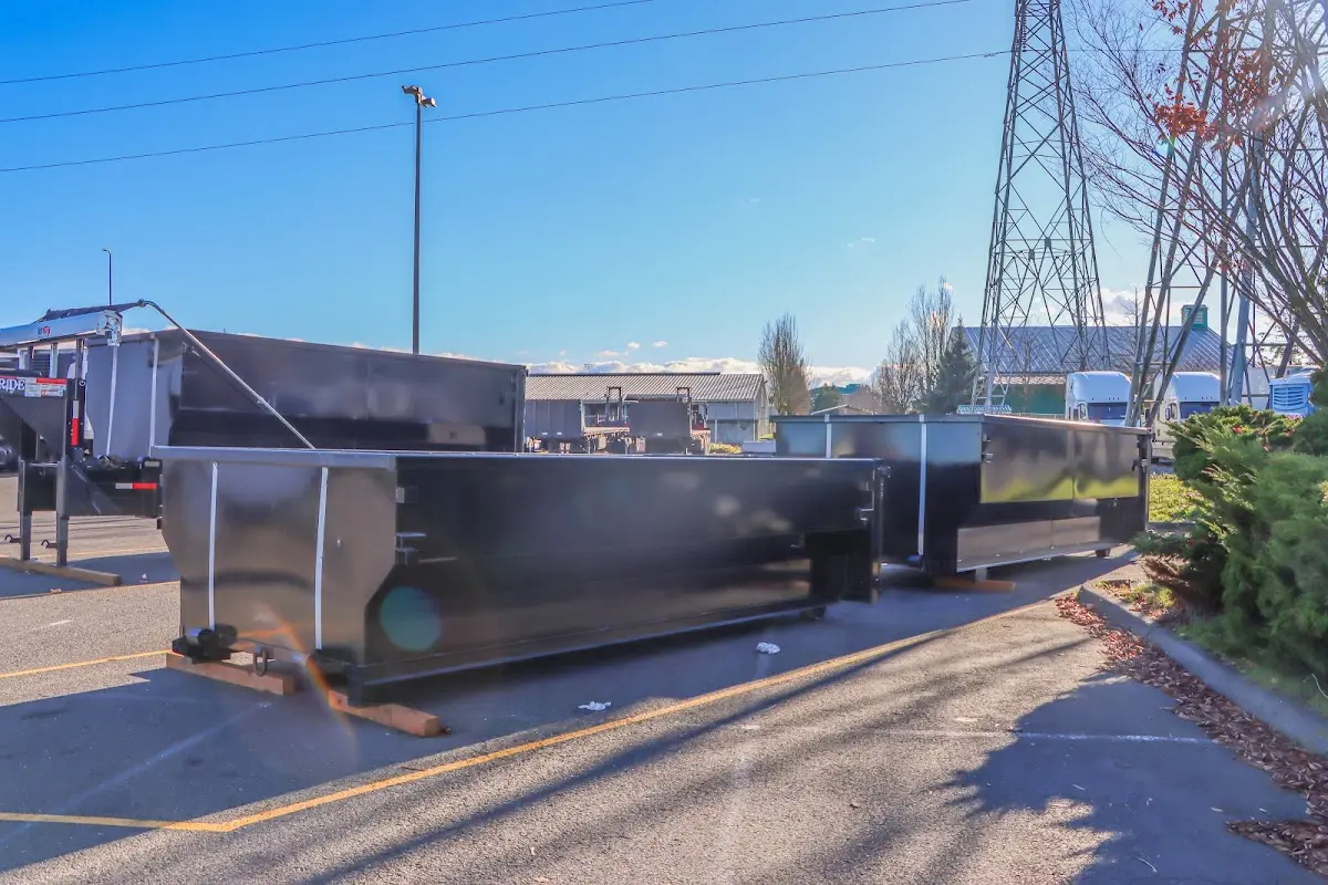Roll-off dumpster ready for waste disposal at job site for Estate Cleanout Dumpster Rental in Edgartown